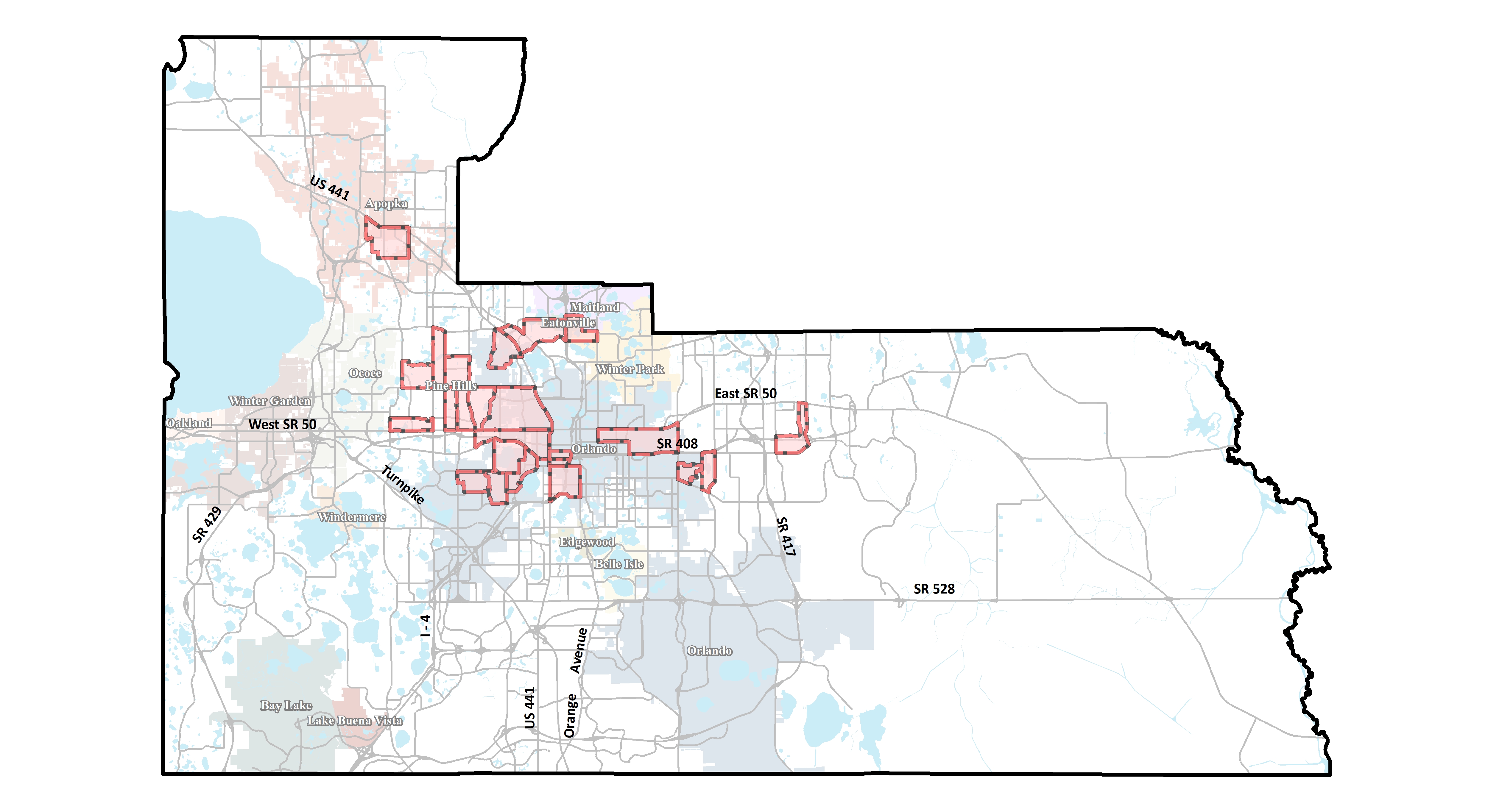 Map of Orange County's 24 Opportunity Zones